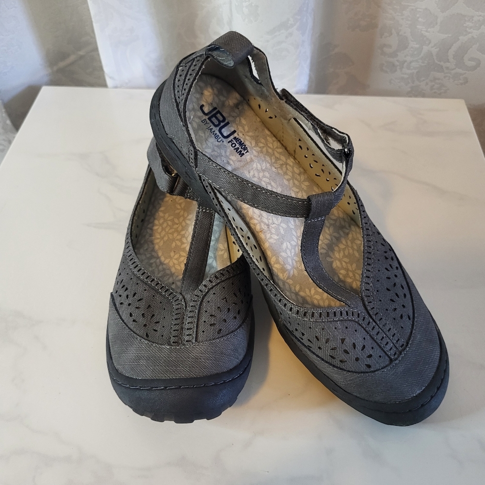 JBU Jambu Memory Foam Strap Sandals,Women Shoes Size 9M Dark Gray